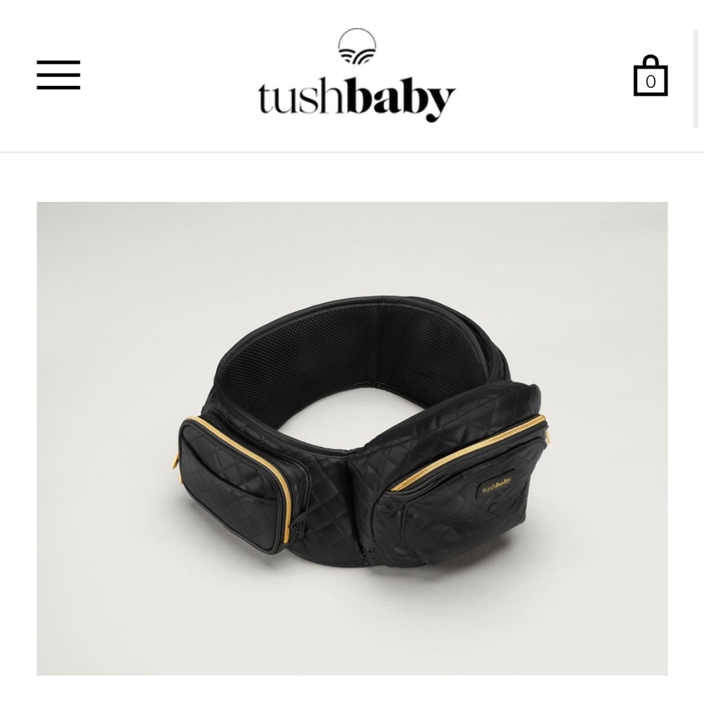 Tushbaby Quilted Black Hip Seat Carrier Waist Bag with Gold Trim